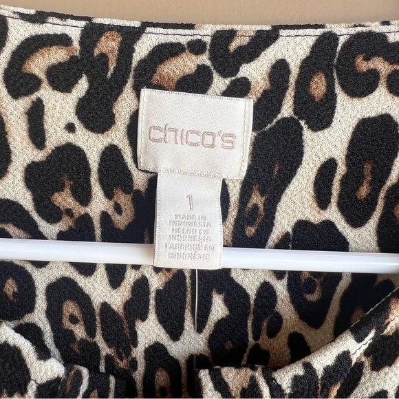 Chico's Leopard Print Long Sleeve Blouse - Size M NWT Neutral Classic Office - Picture 3 of 7